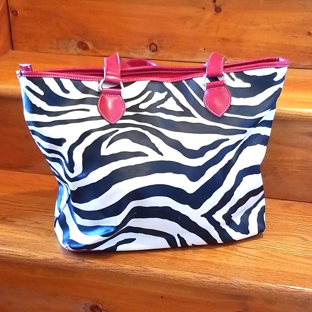Zippered Tote, 3 Sections, Zip Middle, Zip Pocket